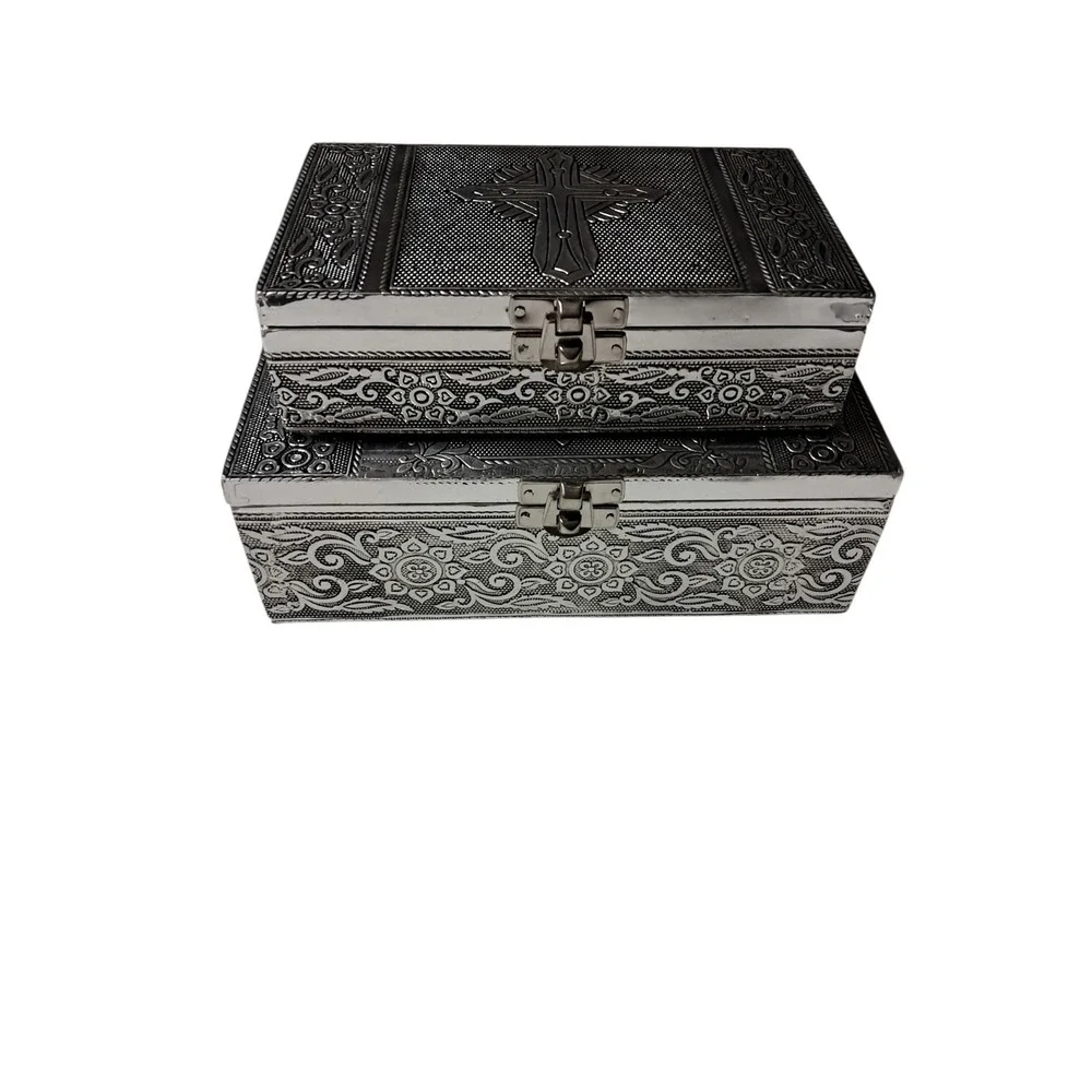 Jewelry Or Trinket Box. Set of‎ 2 with Puple Linning Made In India New In Box